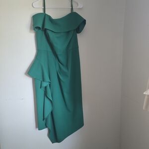 Betsy & Adam Asymmetrical Green Dress